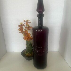 Vintage Empoli Amethyst Glass Genie Bottle Decanter With Stopper